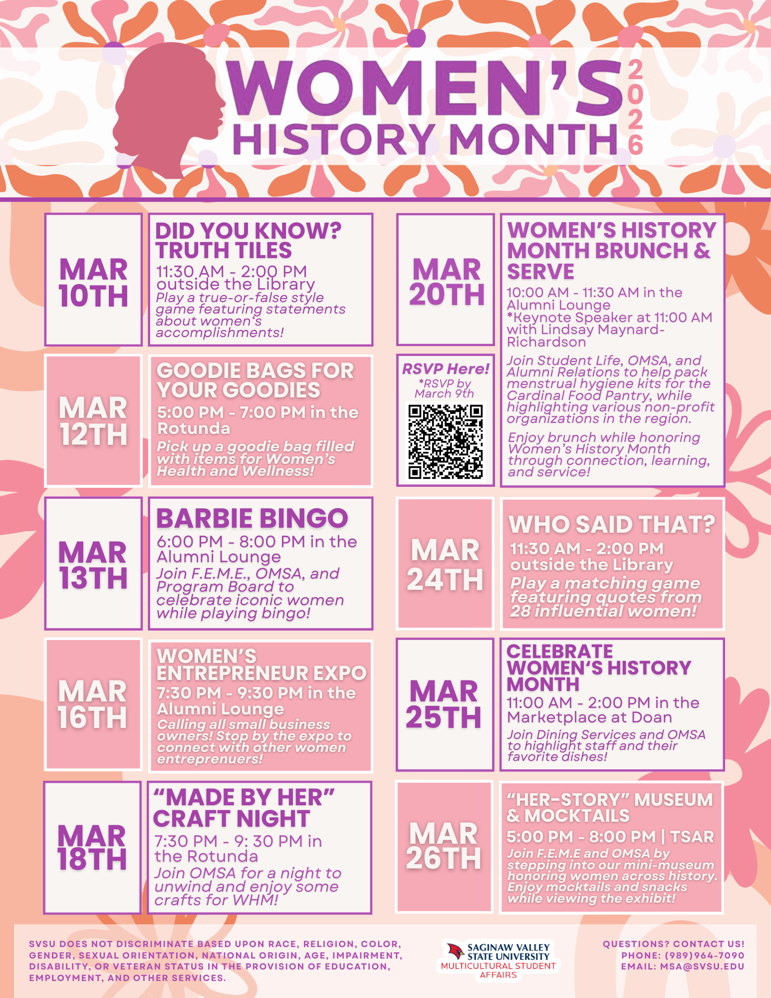 Women's Histroy Month 2026 Calendar